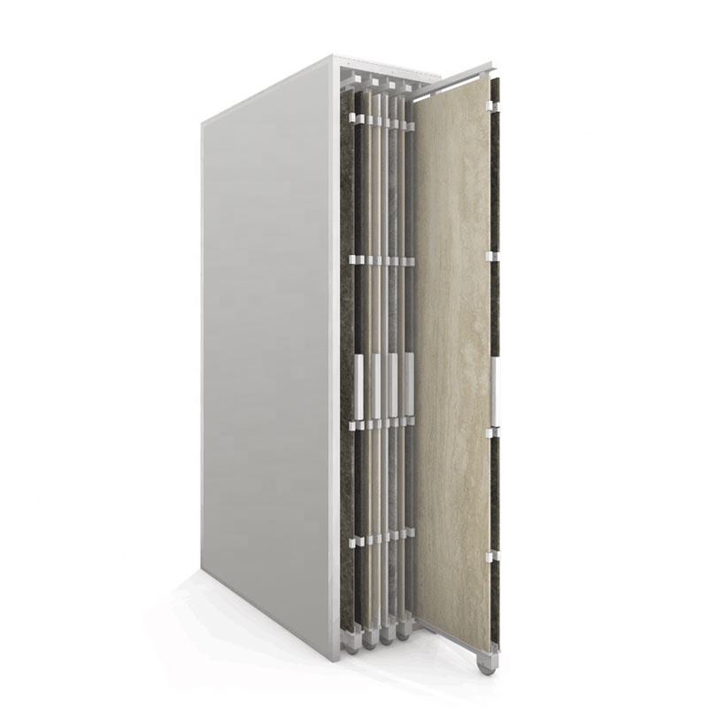 Factory Customize Pull-Out Stone Sample Display Stand Granite Marble Panel Slab Showroom Ceramic Rotatable Slide Tile Display Racks