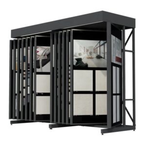 Customized porcelain ceramic tile showroom design flip display shelves CF100