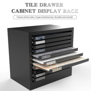 Customize tile marble stone sample Drawer display Cabinet sliding metal display rack