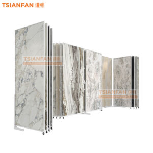 Large tile sample page turning display rack marble slab sliding metal display rack