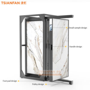 Showroom floor stand large tile plate push pull cabinet sliding display metal rack
