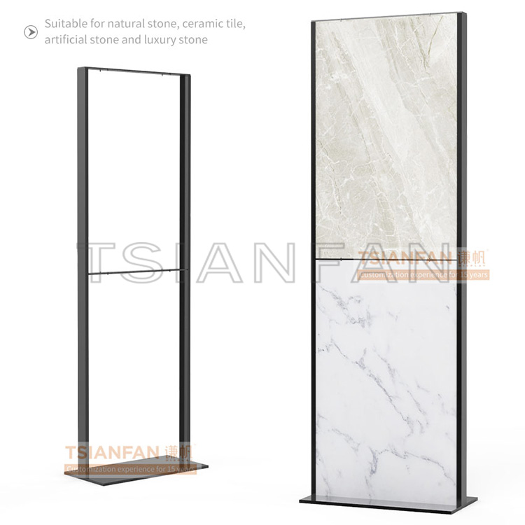 Custom double-panel rotating vertical stone display rack-SG1002