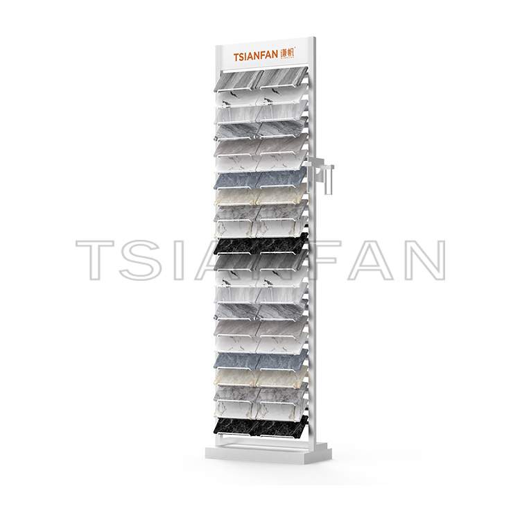 Custom vertical marble tile waterfall floor display shelf-SRL018 - 图片 2