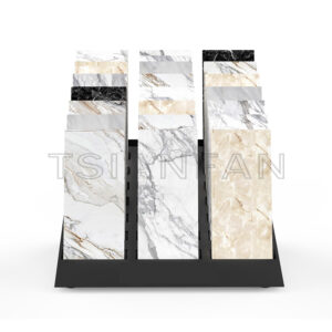 Sloped table top metal marble stone display shelf-SRT845