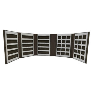 Five-fold tile and stone sample booklet folding display showroom ideas
