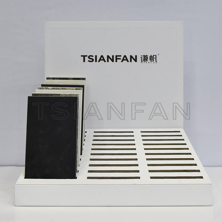 New white countertop display stand quartz stone sample display