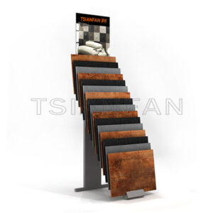 ceramic tile waterfall show metal shelves floor display stand