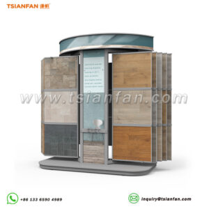 wooden flooring page turning display shelf retail flooring display