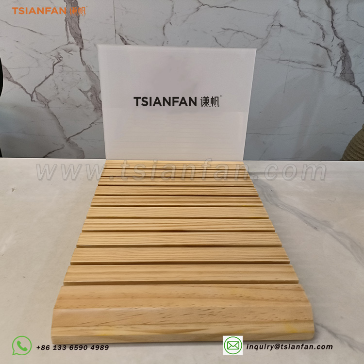 Wooden countertop display rack custom pine stone sample display rack - 图片 2
