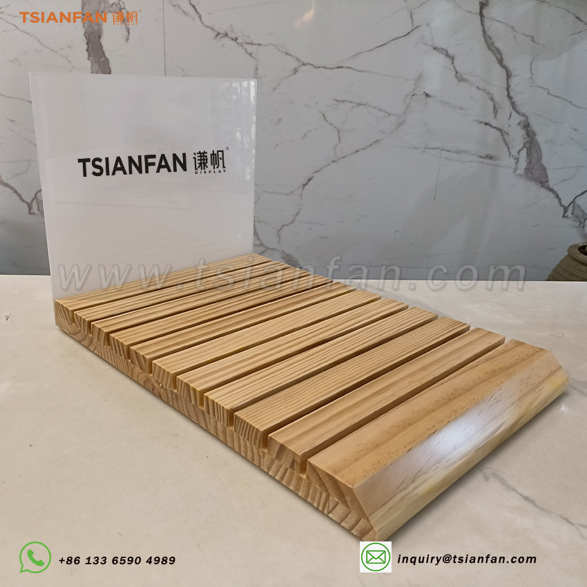 Wooden countertop display rack custom pine stone sample display rack - 图片 3