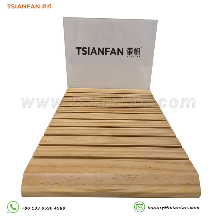 Wooden countertop display rack custom pine stone sample display rack