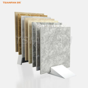 step quartz stone tiles waterfall display rack flooring display stand