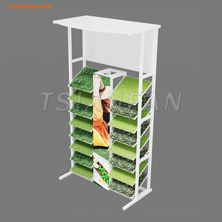 SZP030-Outdoor turf display stand white metal floor display - 图片 4