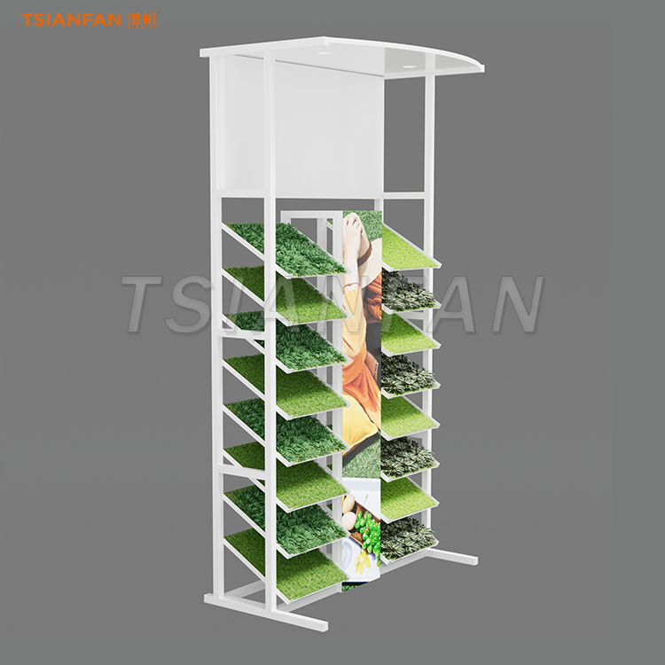 SZP030-Outdoor turf display stand white metal floor display - 图片 2
