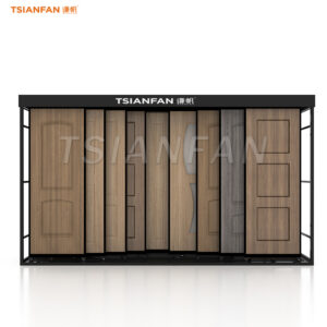 Custom wooden door display racks pull-out exhibition hall stand